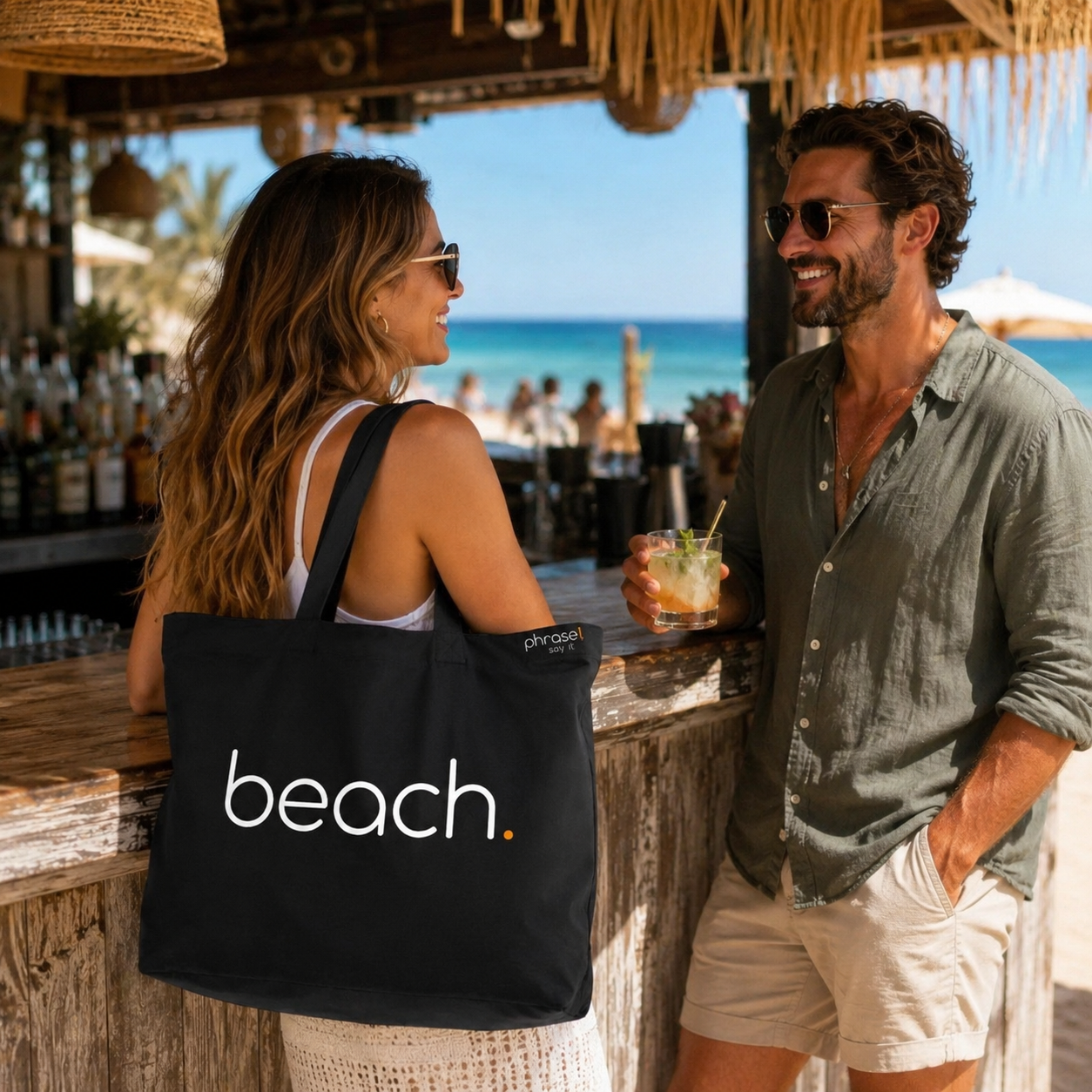 Premium Shopper mit Spruch „beach."